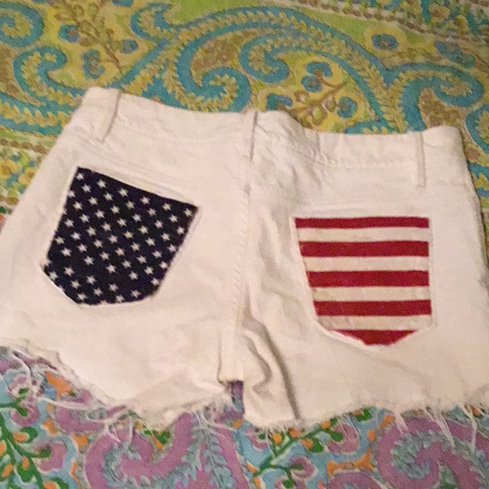 American Flag White Banana Republic Cutoff Shorts